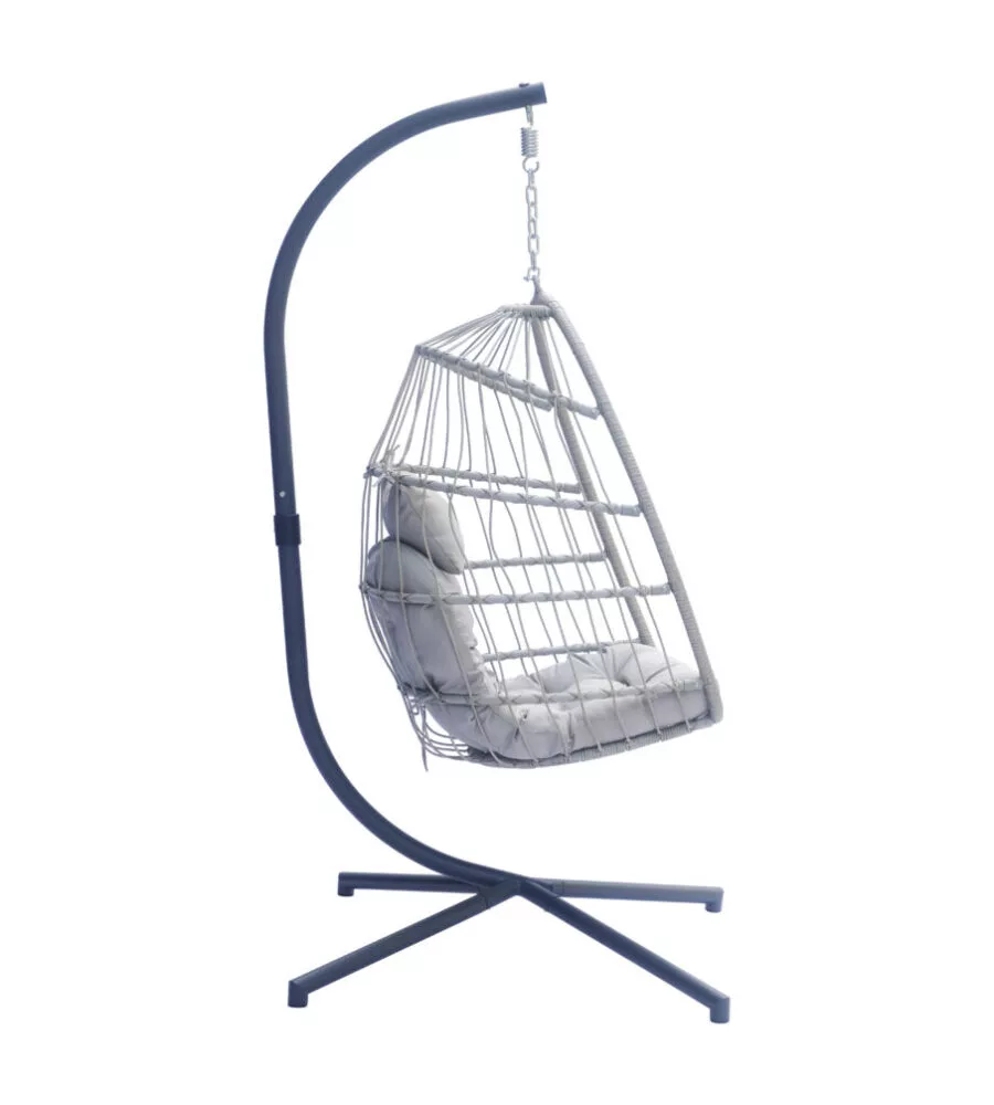POLTRONA SOSPESA DA ESTERNO SOLARIA IN FERRO ANTRACITE E GRIGIO CHIARO 96X115X196 CM