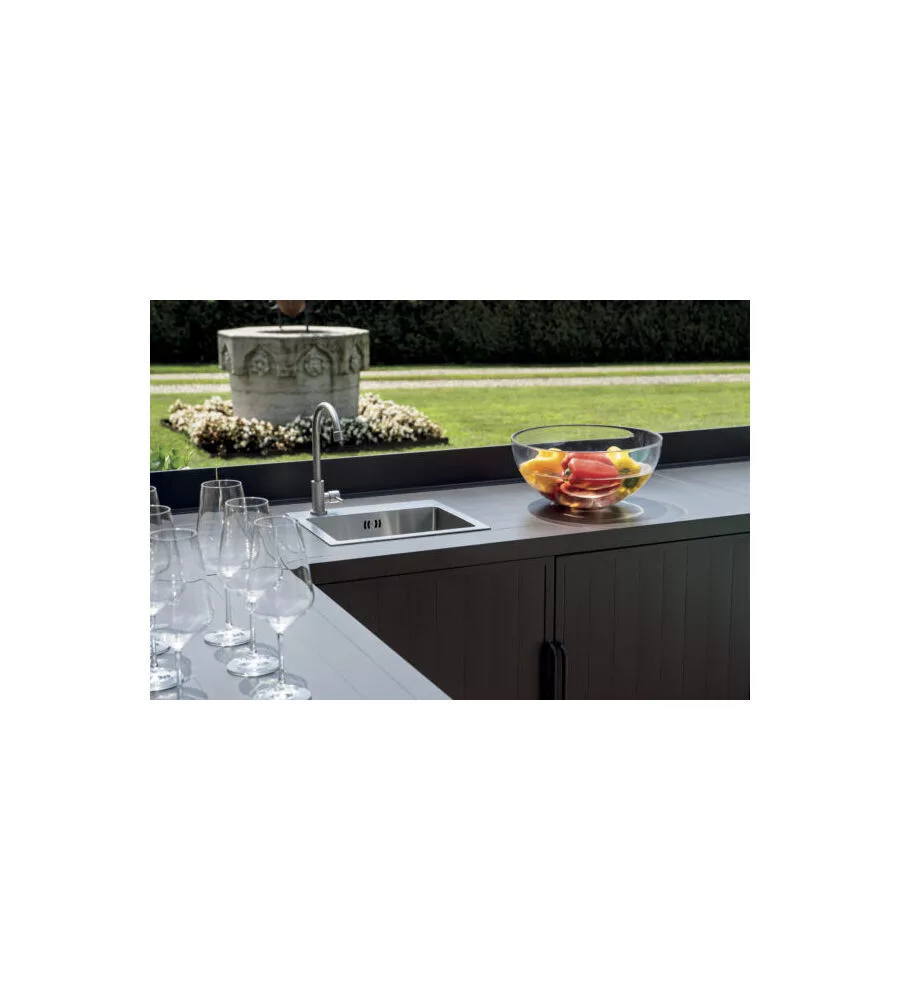 CUCINA DA ESTERNO MODULARE SOLARIA "MODULO 1" IN ALLUMINIO ANTRACITE CON LAVELLO 120X60X90 CM
