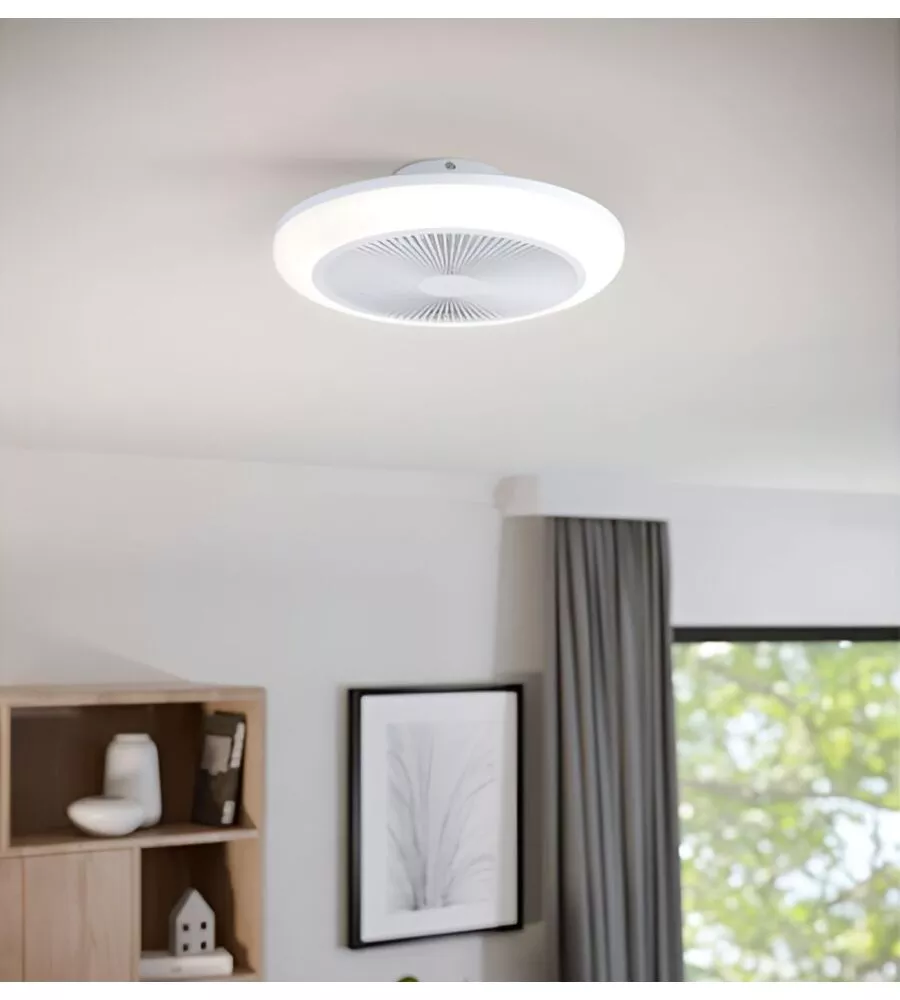 VENTILATORE DA SOFFITTO EGLO "SAYULITA 1" BIANCO CON LED RBG INCLUSO Ø46 CM