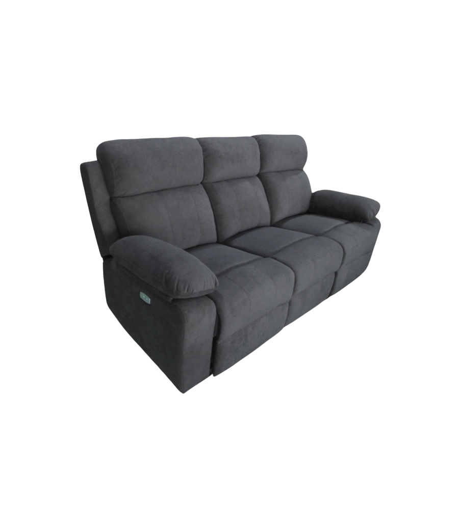 DIVANO 3 POSTI BELLAHOME "ANNIKA" CON 2 RECLINER GRIGIO CANNA DI FUCILE 198X93X101 CM