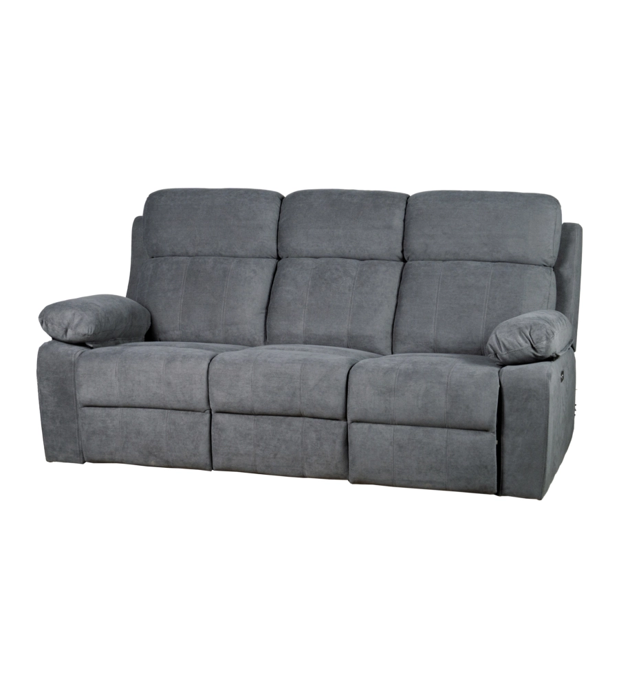 DIVANO 3 POSTI BELLAHOME "ANNIKA" CON 2 RECLINER MOTORIZZATI GRIGIO CANNA DI FUCILE 198X93X101 CM