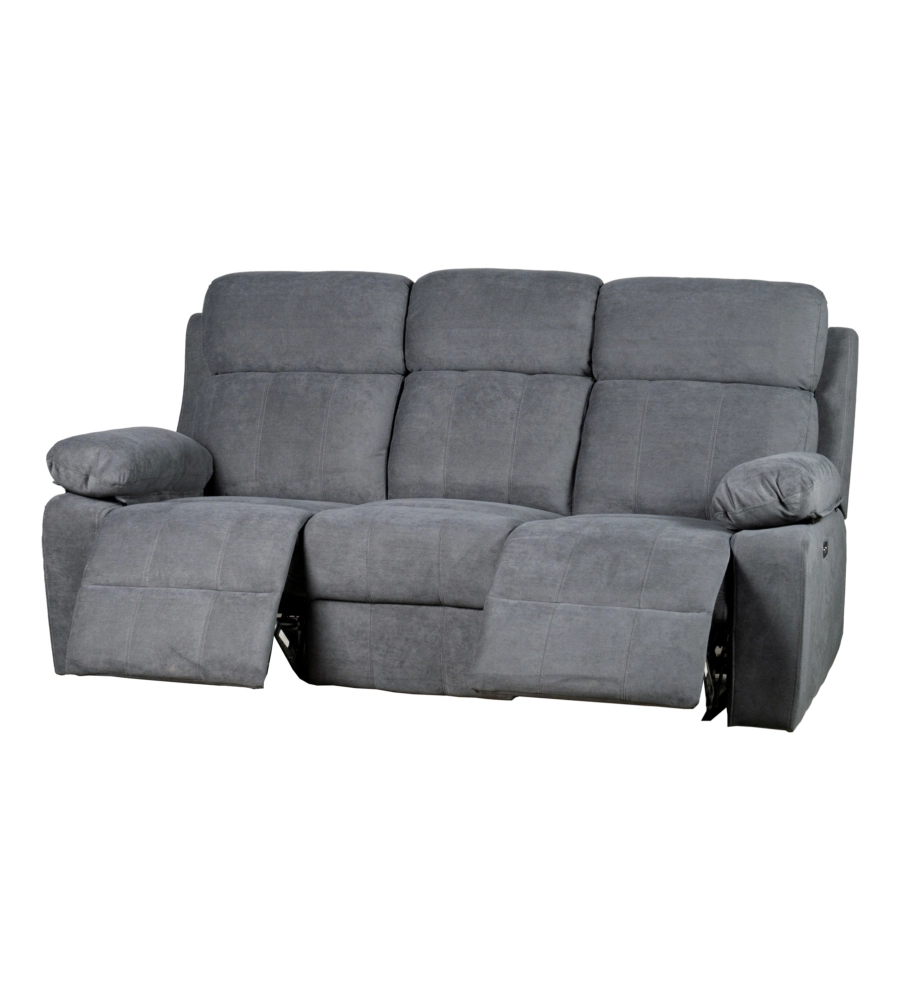 DIVANO 3 POSTI BELLAHOME "ANNIKA" CON 2 RECLINER MOTORIZZATI GRIGIO CANNA DI FUCILE 198X93X101 CM