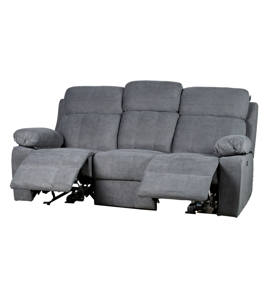 DIVANO 3 POSTI BELLAHOME "ANNIKA" CON 2 RECLINER MOTORIZZATI GRIGIO CANNA DI FUCILE 198X93X101 CM