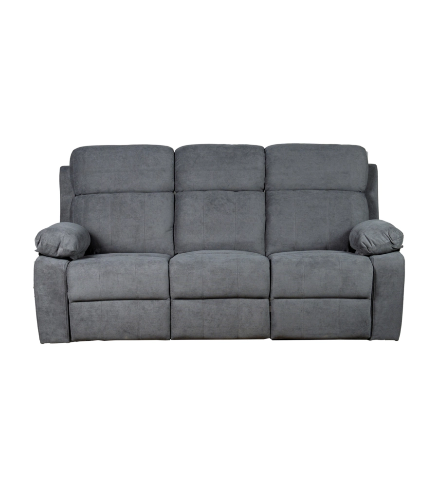 DIVANO 3 POSTI BELLAHOME "ANNIKA" CON 2 RECLINER MOTORIZZATI GRIGIO CANNA DI FUCILE 198X93X101 CM