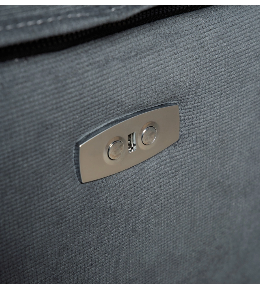 DIVANO 3 POSTI BELLAHOME "ANNIKA" CON 2 RECLINER MOTORIZZATI GRIGIO CANNA DI FUCILE 198X93X101 CM