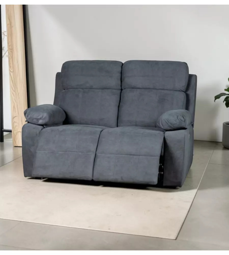 DIVANO 2 POSTI BELLAHOME "ANNIKA" CON 2 RECLINER MOTORIZZATI GRIGIO CANNA DI FUCILE 145X93X101CM