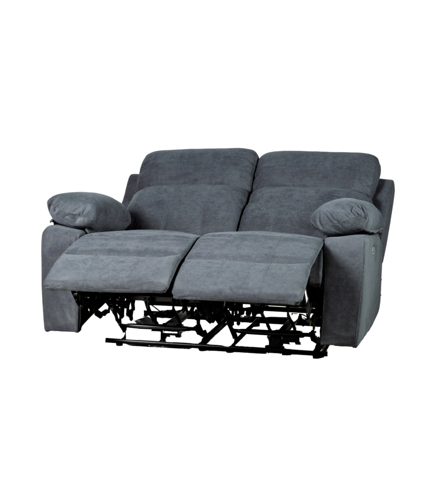 DIVANO 2 POSTI BELLAHOME "ANNIKA" CON 2 RECLINER MOTORIZZATI GRIGIO CANNA DI FUCILE 145X93X101CM