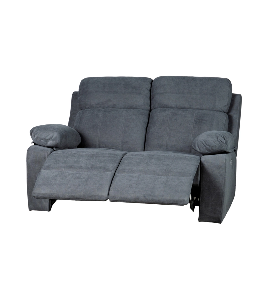 DIVANO 2 POSTI BELLAHOME "ANNIKA" CON 2 RECLINER MOTORIZZATI GRIGIO CANNA DI FUCILE 145X93X101CM