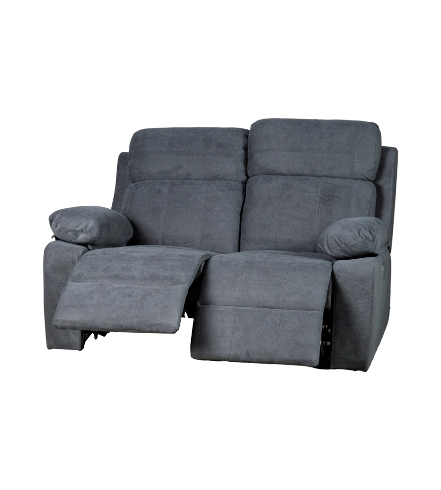 DIVANO 2 POSTI BELLAHOME "ANNIKA" CON 2 RECLINER MOTORIZZATI GRIGIO CANNA DI FUCILE 145X93X101CM