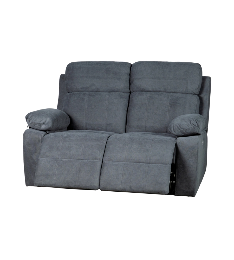 DIVANO 2 POSTI BELLAHOME "ANNIKA" CON 2 RECLINER MOTORIZZATI GRIGIO CANNA DI FUCILE 145X93X101CM