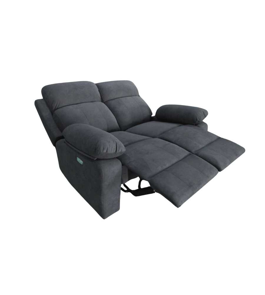 DIVANO 2 POSTI BELLAHOME "ANNIKA" CON 2 RECLINER MOTORIZZATI GRIGIO CANNA DI FUCILE 145X93X101CM