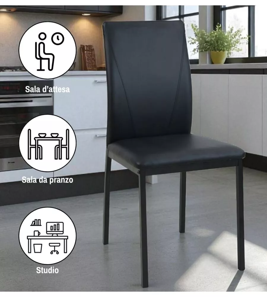 SEDIA BELLAHOME "MINORCA" IN ECOPELLE NERO 43X50X92 CM