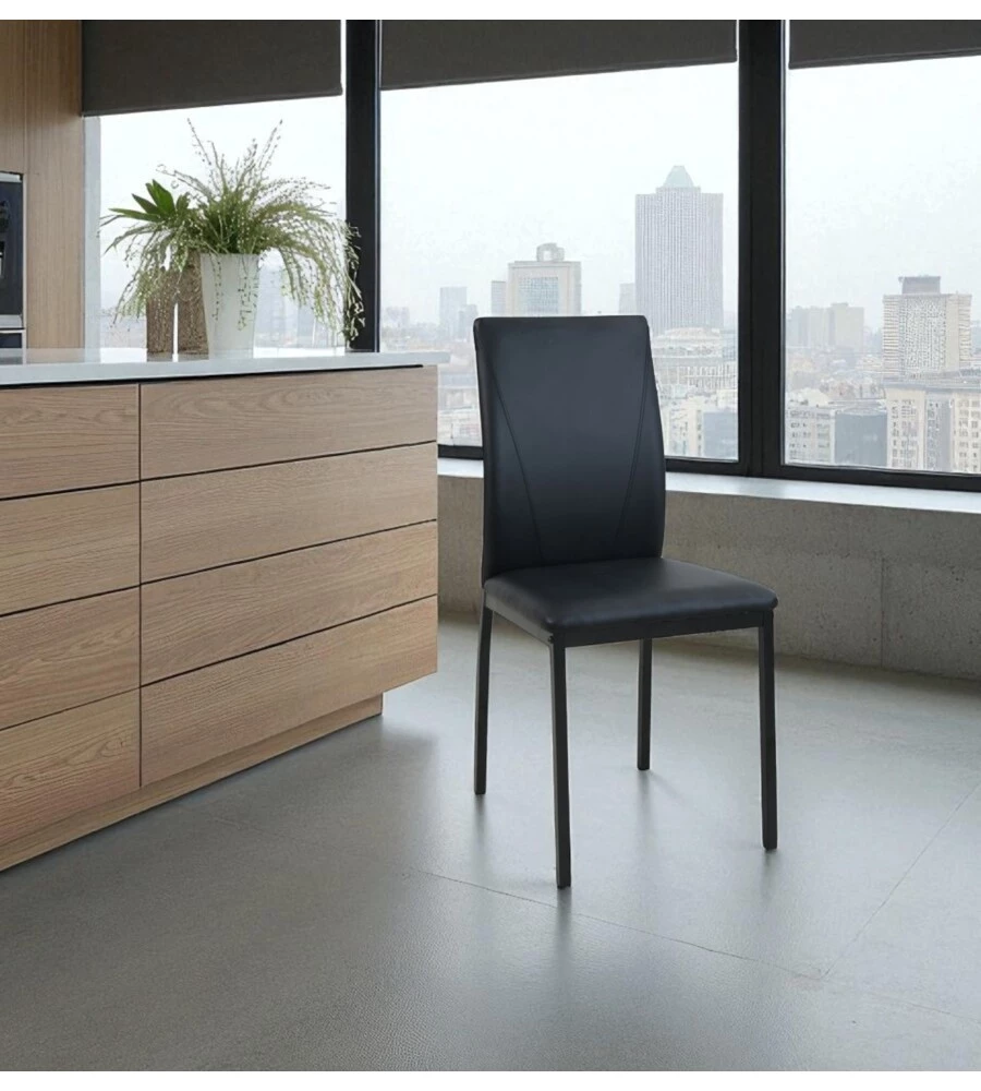 SEDIA BELLAHOME "MINORCA" IN ECOPELLE NERO 43X50X92 CM