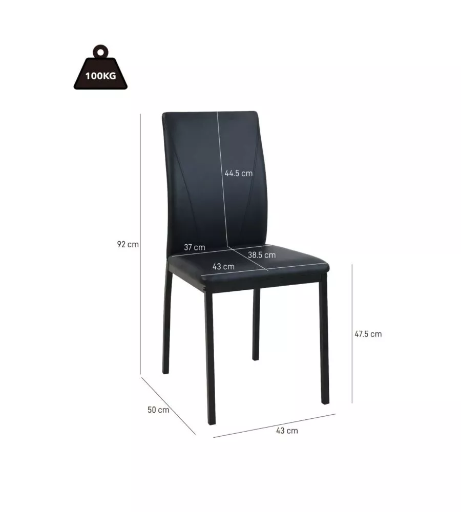 SEDIA BELLAHOME "MINORCA" IN ECOPELLE NERO 43X50X92 CM