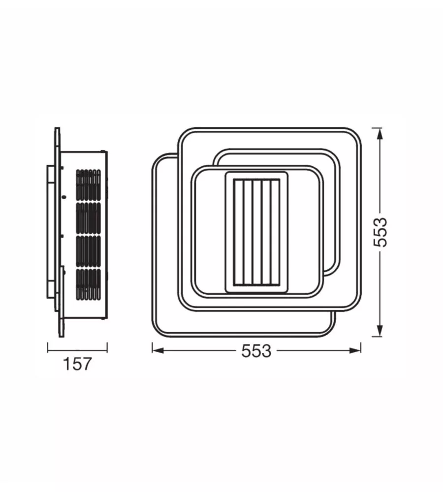 LAMPADA VENTILATORE DA SOFFITTO "GRILL SQUARE" CON GRIGLIA QUADRATA BIANCO 55W