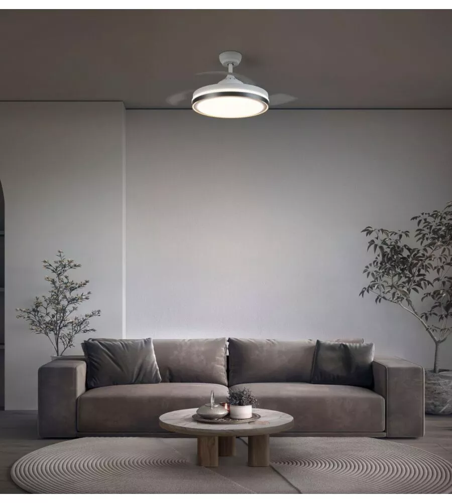 LAMPADA VENTILATORE DA SOFFITTO "RETRACTABLE" BIANCO 66W