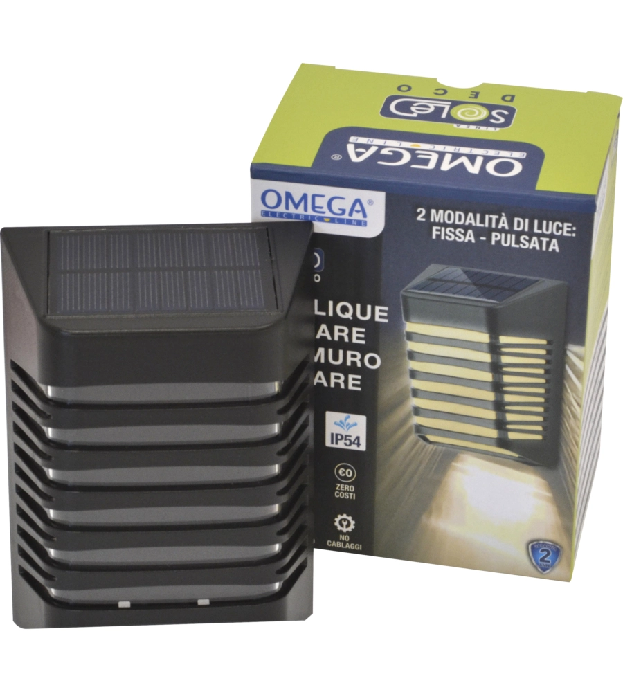 APPLIQUE LED SOLARE DA ESTERNO "SQUARE" NERO 3000K