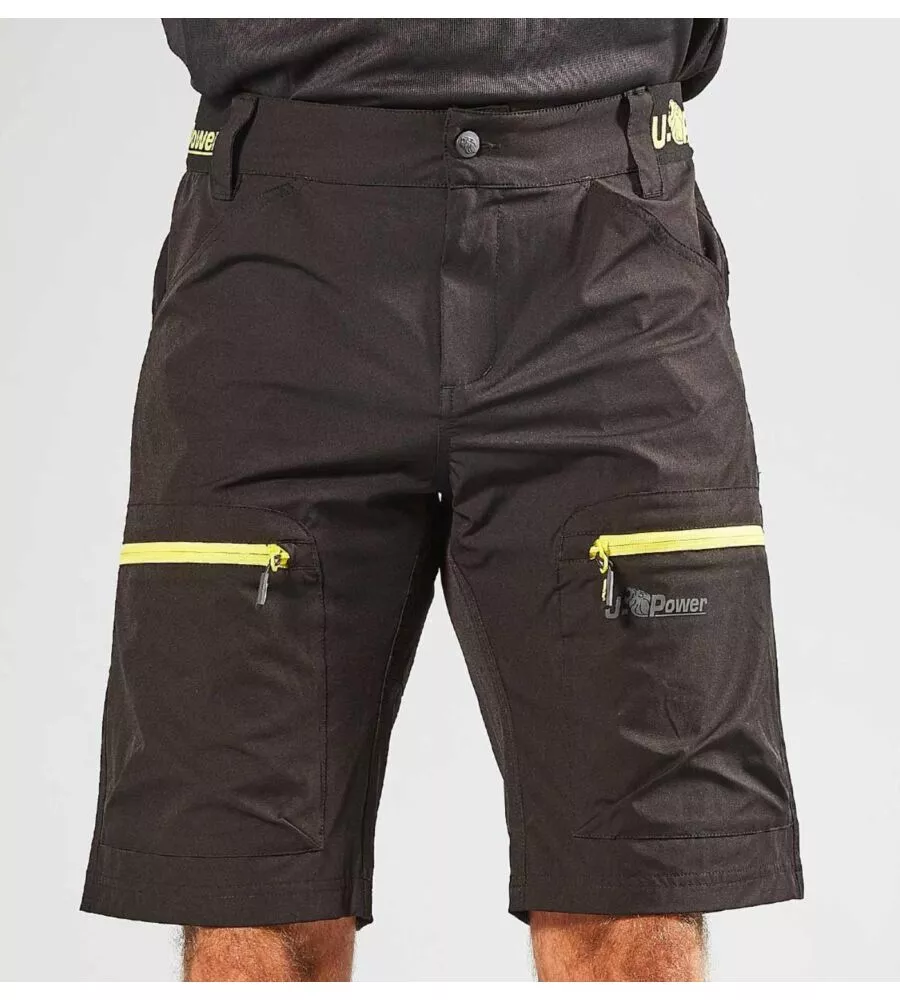 PANTALONE DA LAVORO CORTO U-POWER "ARES" BLACK CARBON TAGLIA L