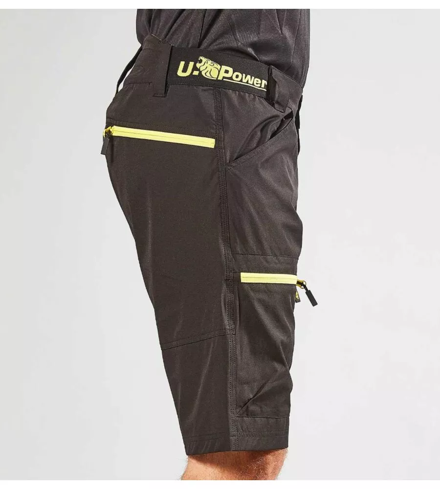 PANTALONE DA LAVORO CORTO U-POWER "ARES" BLACK CARBON TAGLIA L
