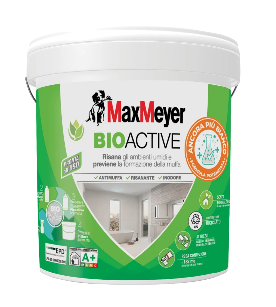 PITTURA ANTIMUFFA MAX MEYER "BIOACTIVE A+ PLUS" BIANCO 14LT
