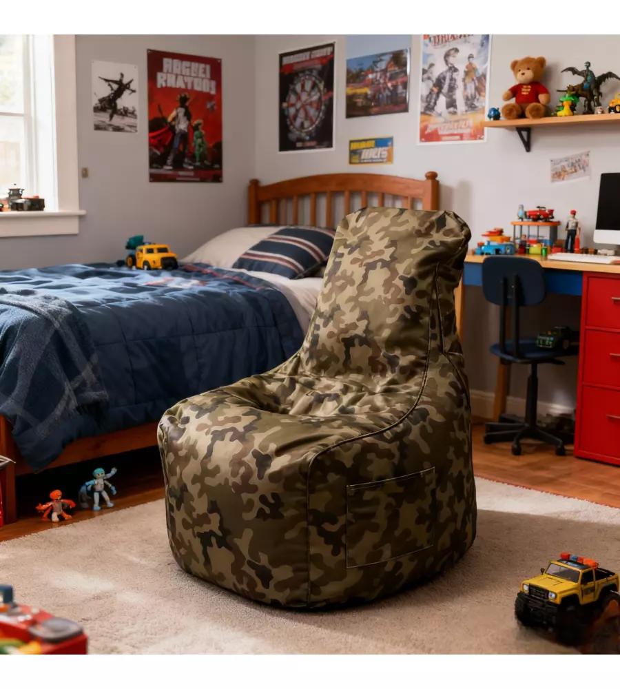 POUF POLTRONA SACCO "LAYLA" VERDE MILITARE 65X65X95 CM