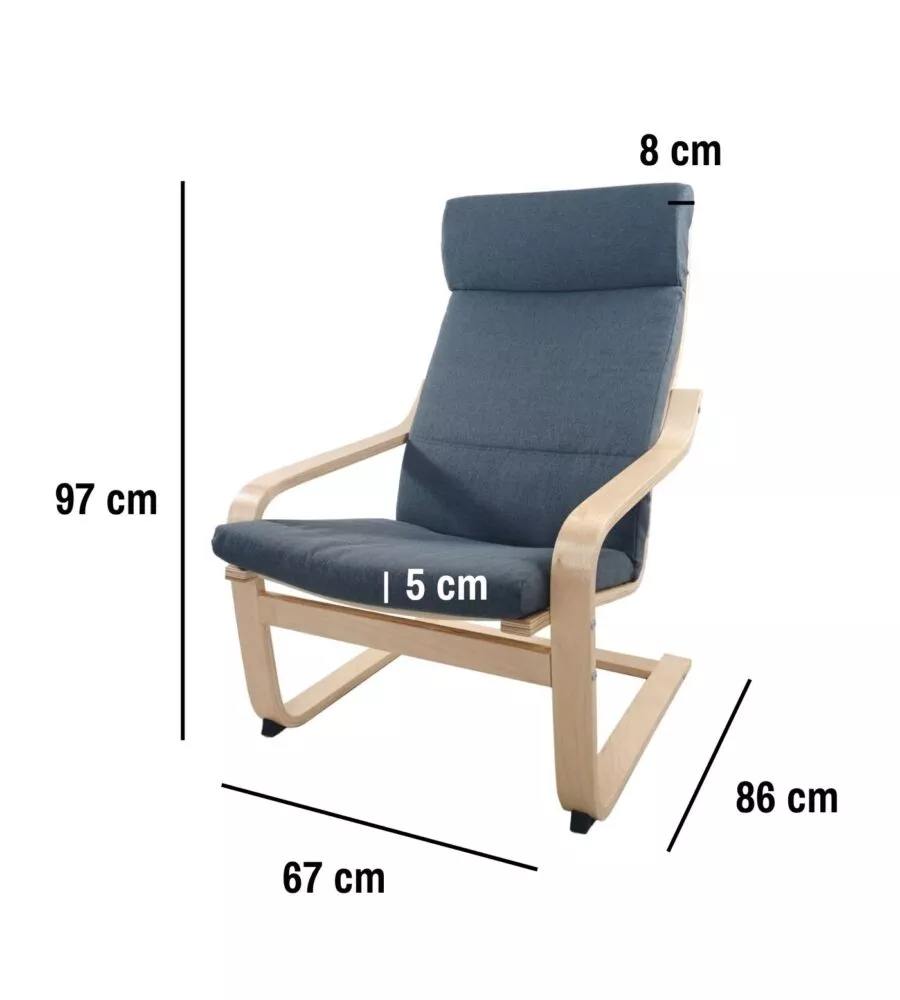 POLTRONA BELLA HOME "LILIBET" GRIGIA IN LEGNO DI FAGGIO 67X86X97 CM