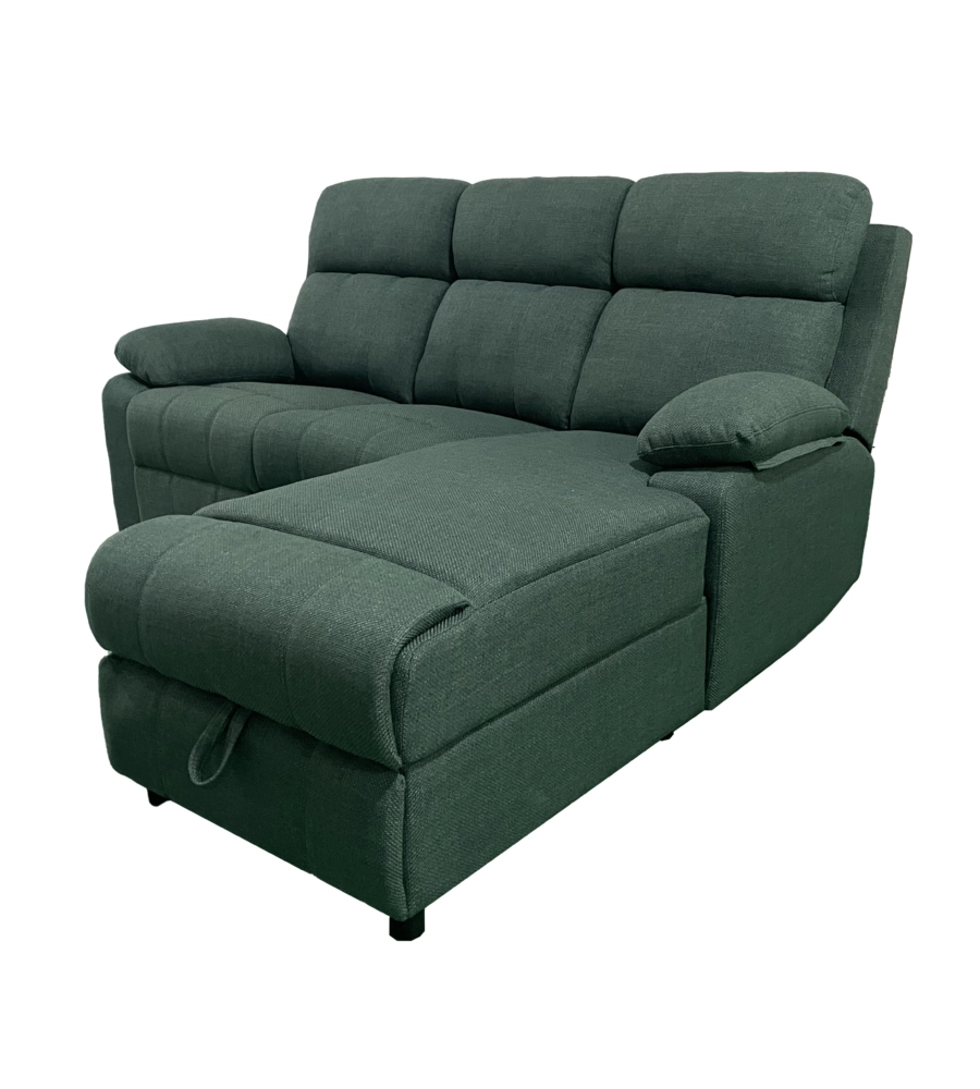 DIVANO ANGOLARE BELLAHOME "KETTY" IN TESSUTO VERDE CON PENISOLA A DESTRA 197X174/93,5X95 CM