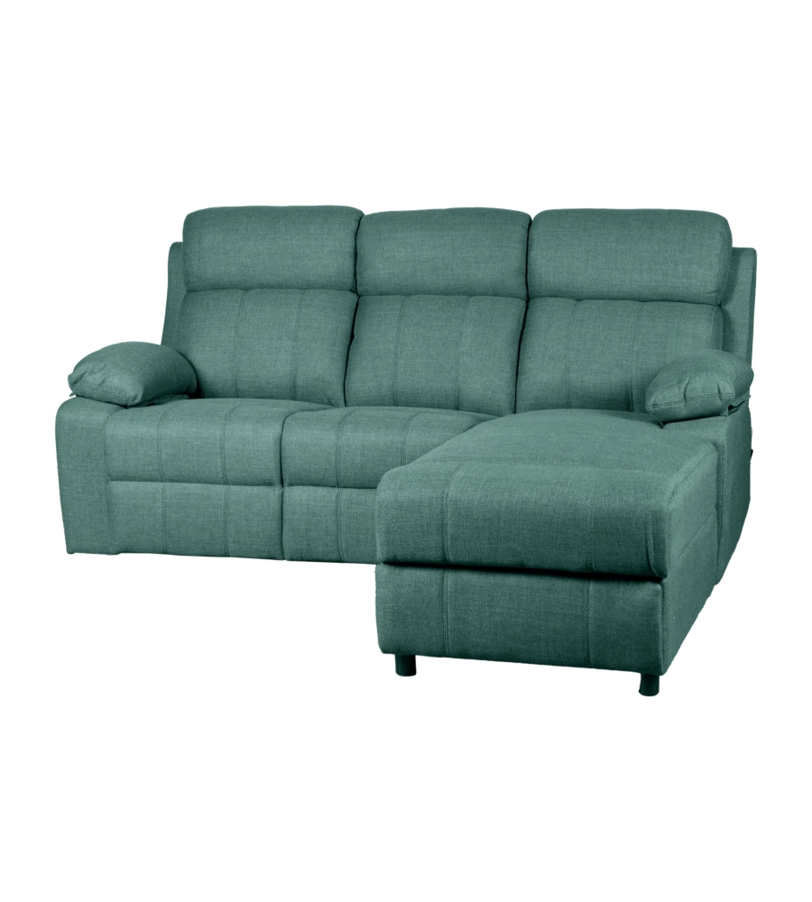 DIVANO ANGOLARE BELLAHOME "KETTY" IN TESSUTO VERDE CON PENISOLA A DESTRA 197X174/93,5X95 CM