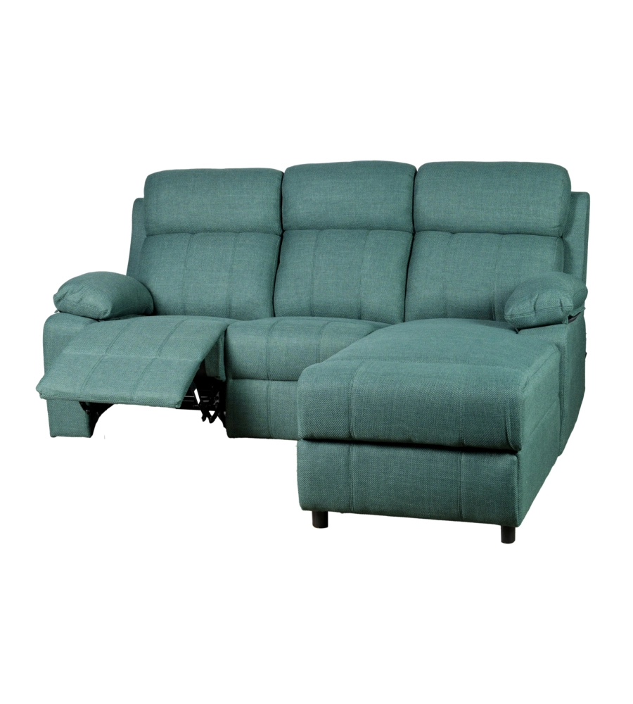 DIVANO ANGOLARE BELLAHOME "KETTY" IN TESSUTO VERDE CON PENISOLA A DESTRA 197X174/93,5X95 CM