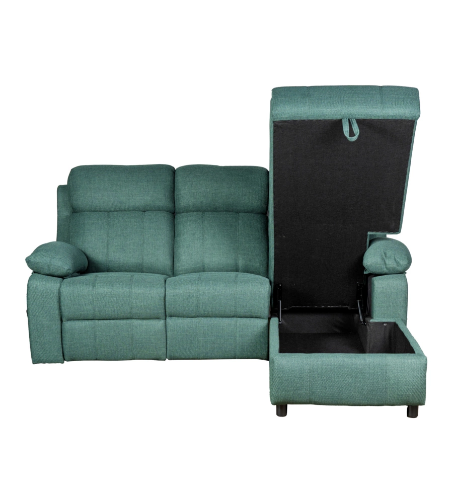 DIVANO ANGOLARE BELLAHOME "KETTY" IN TESSUTO VERDE CON PENISOLA A DESTRA 197X174/93,5X95 CM