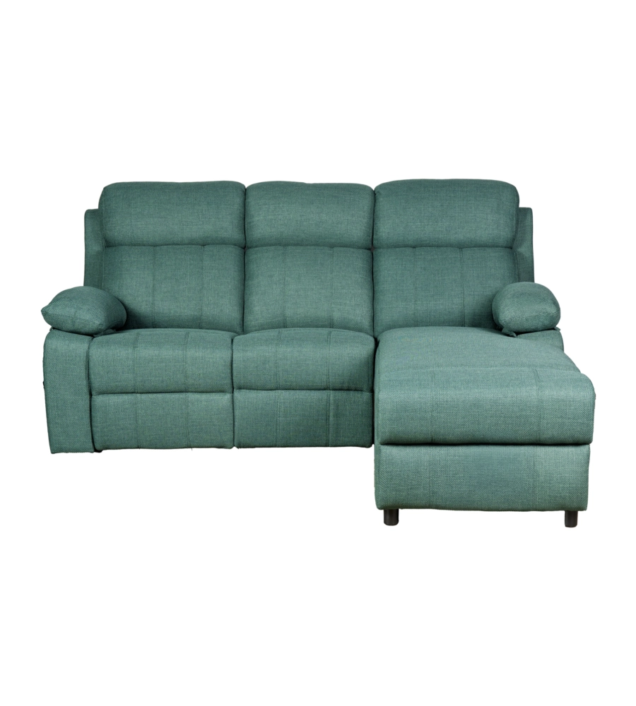 DIVANO ANGOLARE BELLAHOME "KETTY" IN TESSUTO VERDE CON PENISOLA A DESTRA 197X174/93,5X95 CM