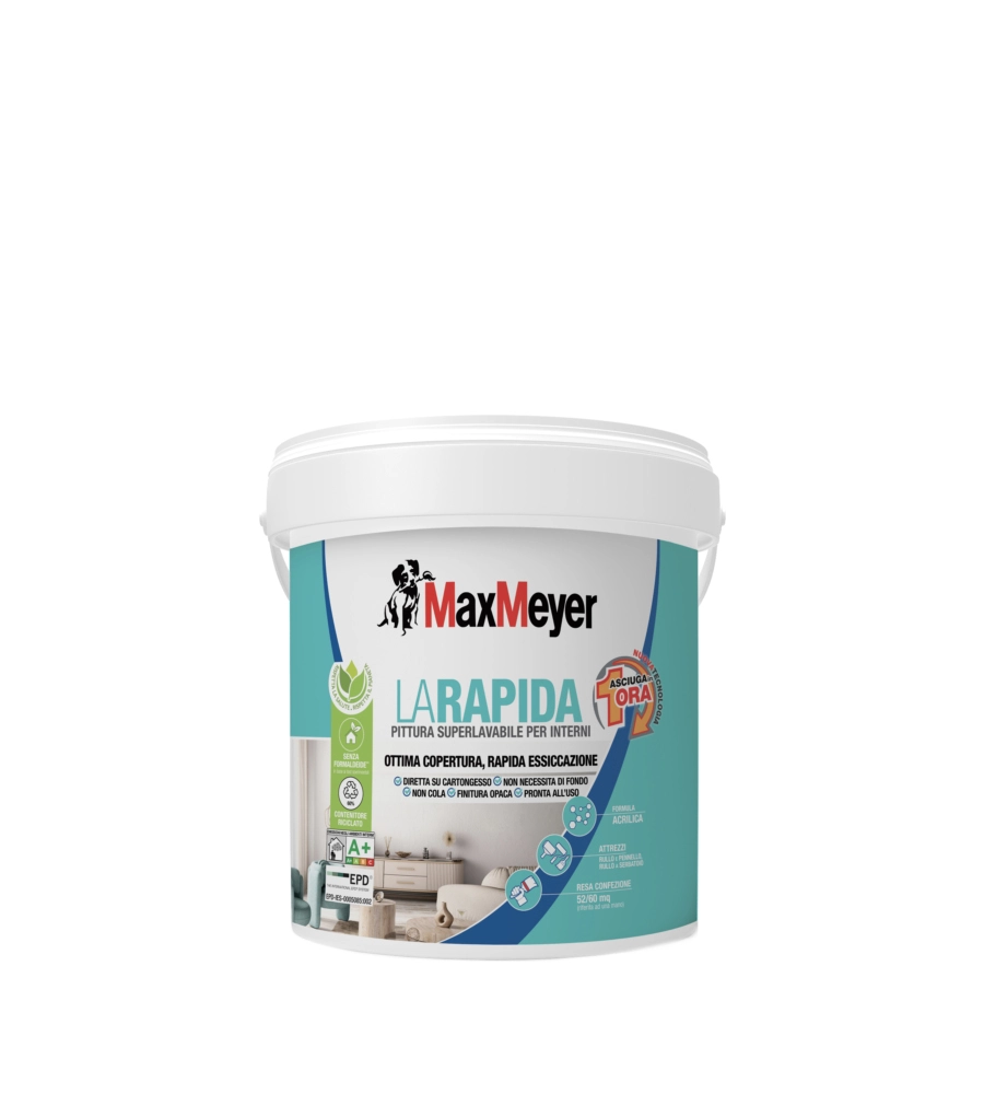 PITTURA MURALE SUPERLAVABILE MAX MEYER "LA RAPIDA" BIANCO 4 LT