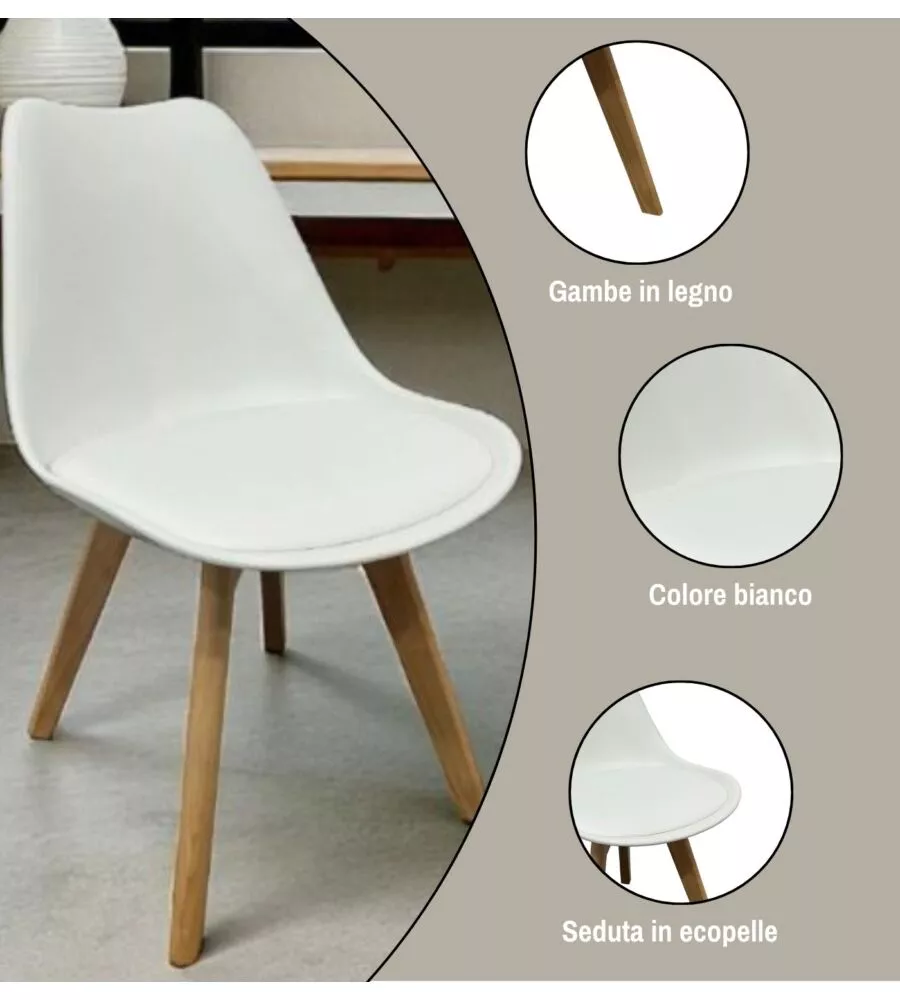 SEDIA DA PRANZO BELLAHOME "CASTILLA" BIANCO 48X55X81 CM