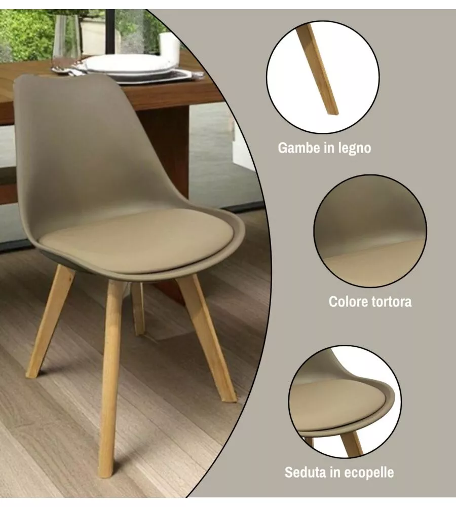 SEDIA DA PRANZO BELLAHOME "CASTILLA" TORTORA 48X55X81 CM