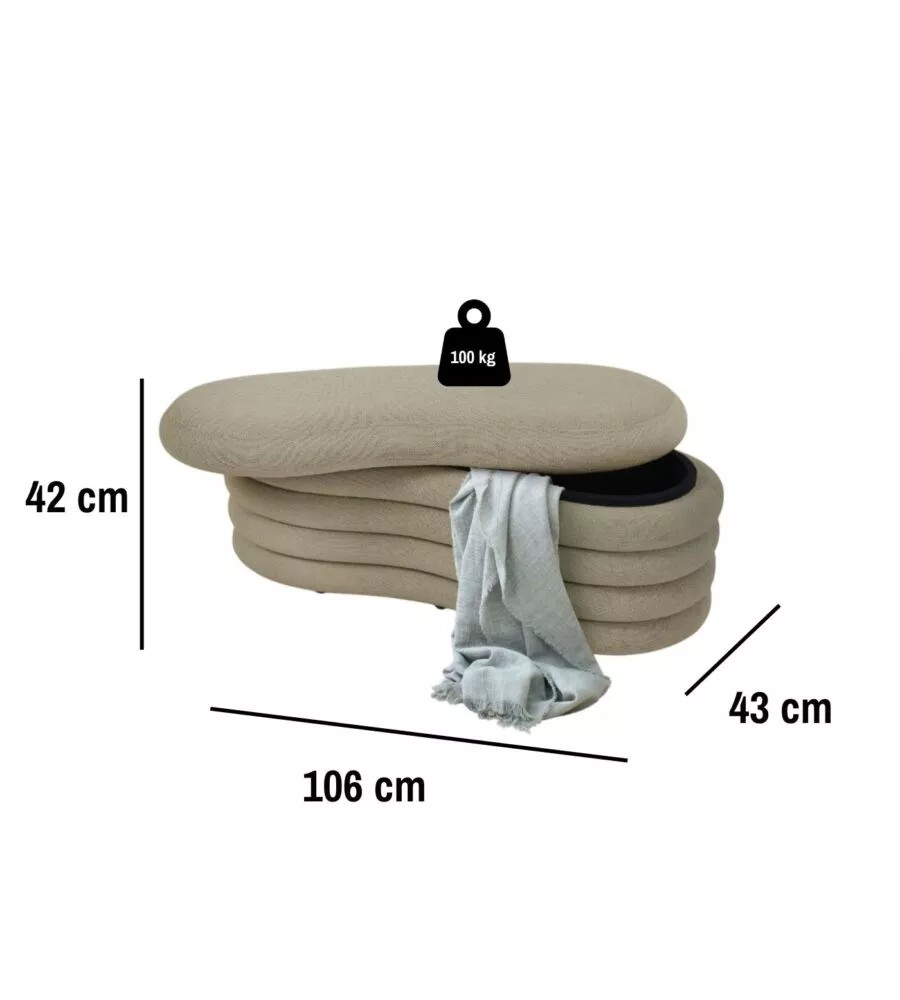 PANCA CONTENITORE BELLAHOME "GOCCIA" BEIGE 106X43X42 CM