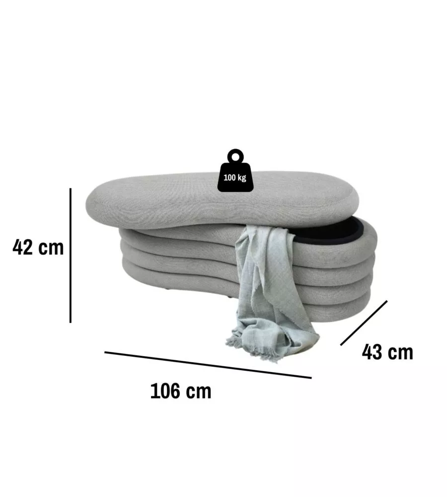 PANCA CONTENITORE BELLAHOME "GOCCIA" GRIGIO 106X43X42 CM