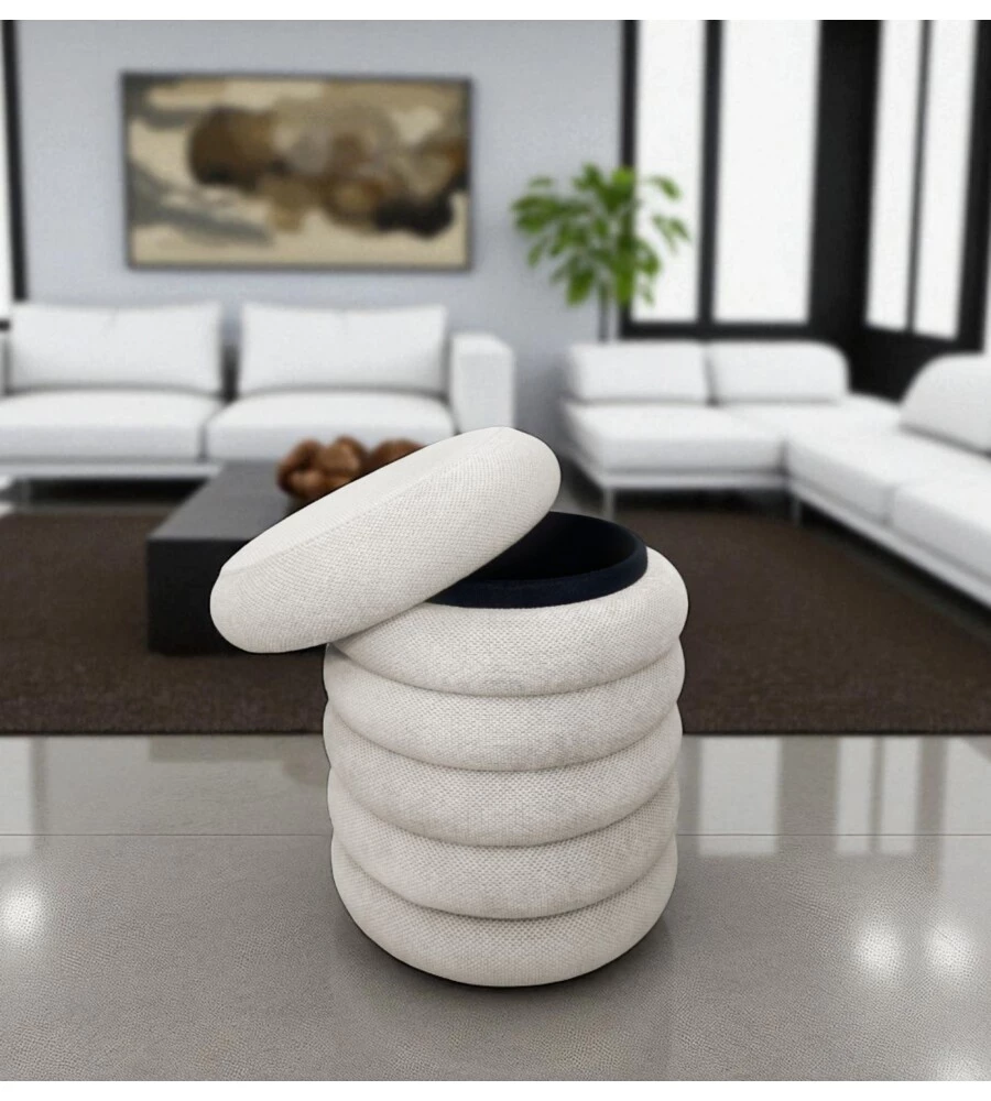 POUF CONTENITORE BELLAHOME AVORIO 38X38X45 CM