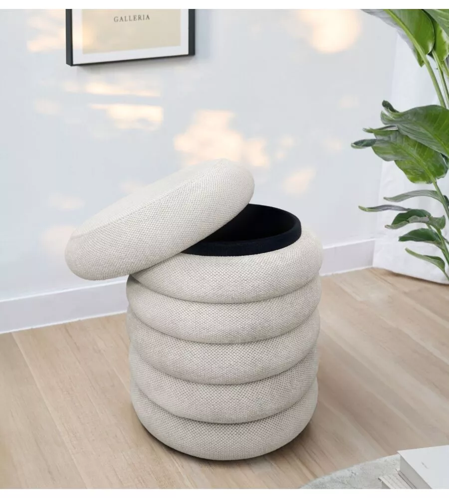POUF CONTENITORE BELLAHOME AVORIO 38X38X45 CM