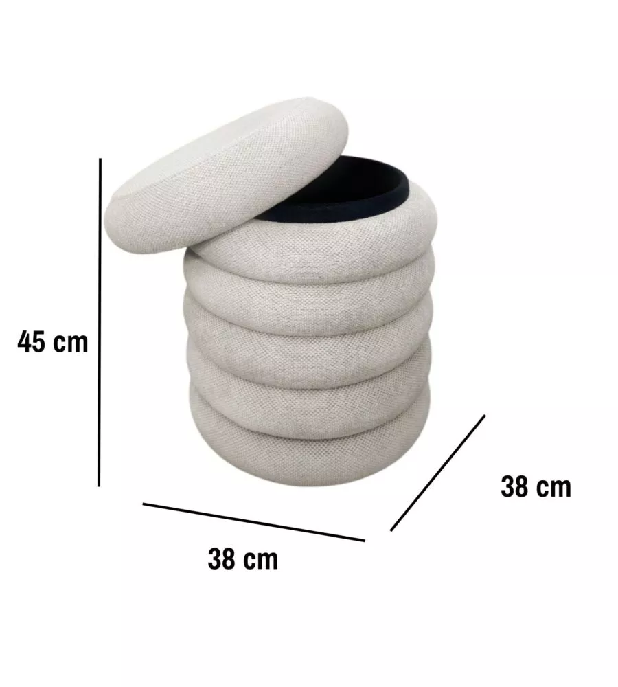 POUF CONTENITORE BELLAHOME AVORIO 38X38X45 CM
