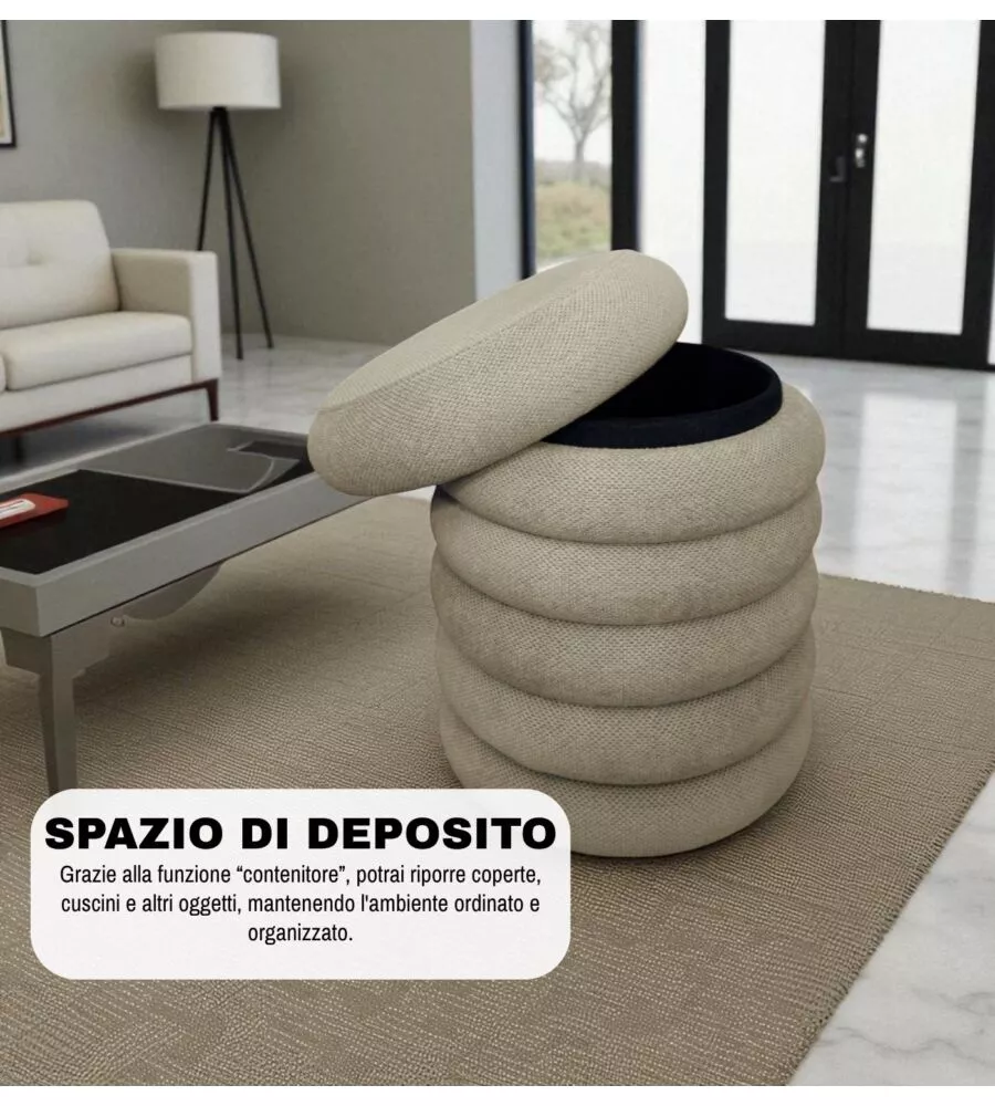 POUF CONTENITORE BELLAHOME BEIGE 38X38X45 CM