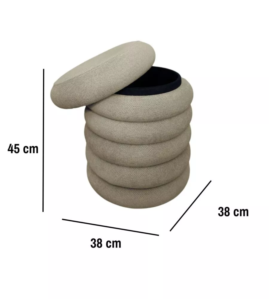 POUF CONTENITORE BELLAHOME BEIGE 38X38X45 CM