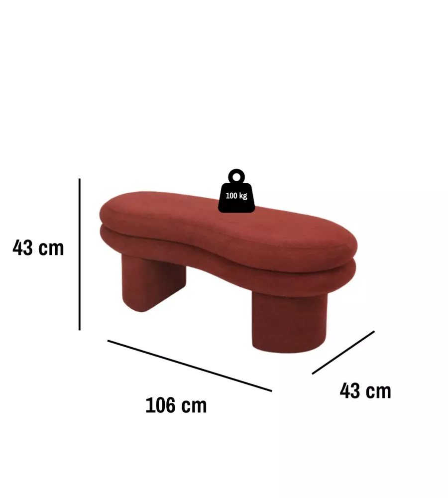PANCA BELLAHOME "ONDA" MATTONE 106X43X43 CM