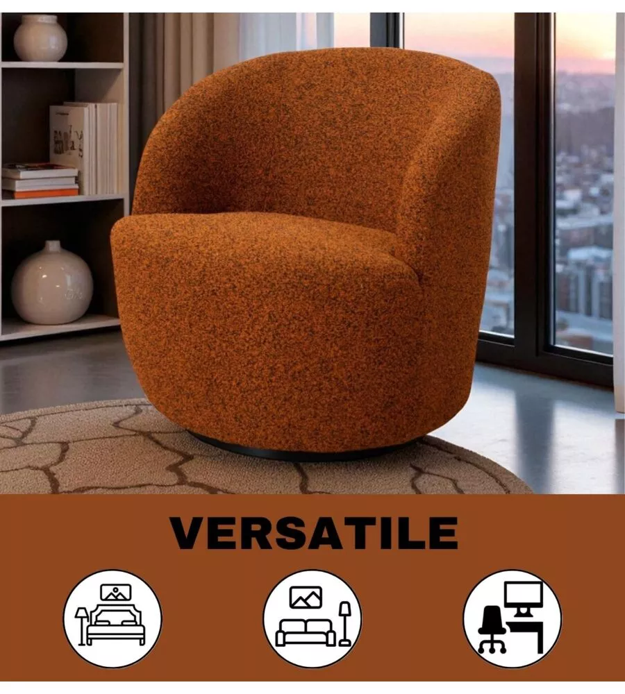 POLTRONA GIREVOLE BELLAHOME "AURA" MATTONE 65X77X69 CM
