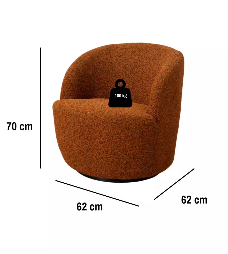 POLTRONA GIREVOLE BELLAHOME "AURA" MATTONE 62X62X70 CM