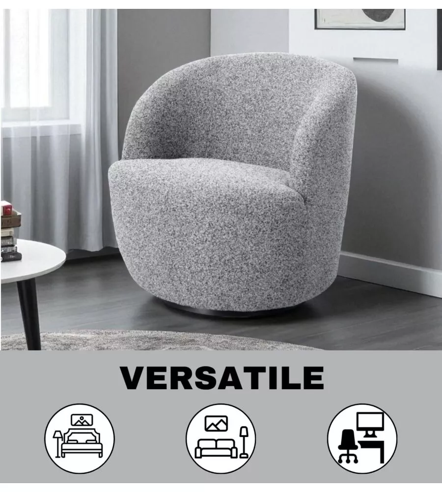 POLTRONA GIREVOLE BELLAHOME "AURA" GRIGIO 65X77X69 CM