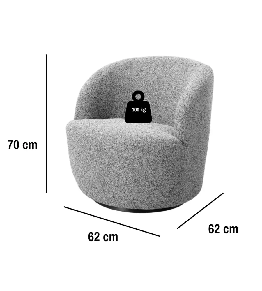 POLTRONA GIREVOLE BELLAHOME "AURA" GRIGIO 65X77X69 CM