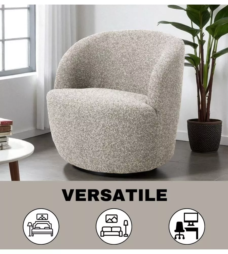 POLTRONA GIREVOLE BELLAHOME "AURA" SABBIA 65X77X69 CM