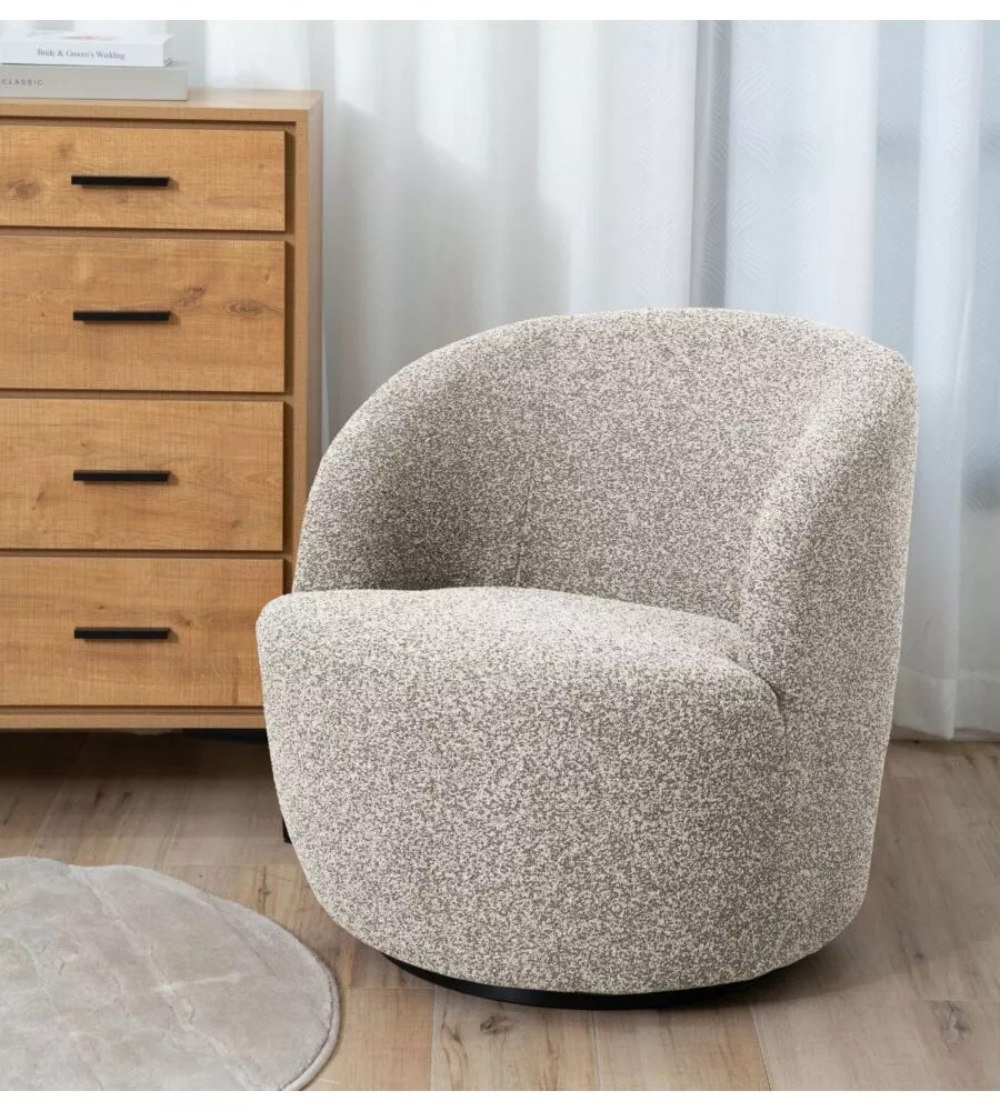 POLTRONA GIREVOLE BELLAHOME "AURA" SABBIA 65X77X69 CM