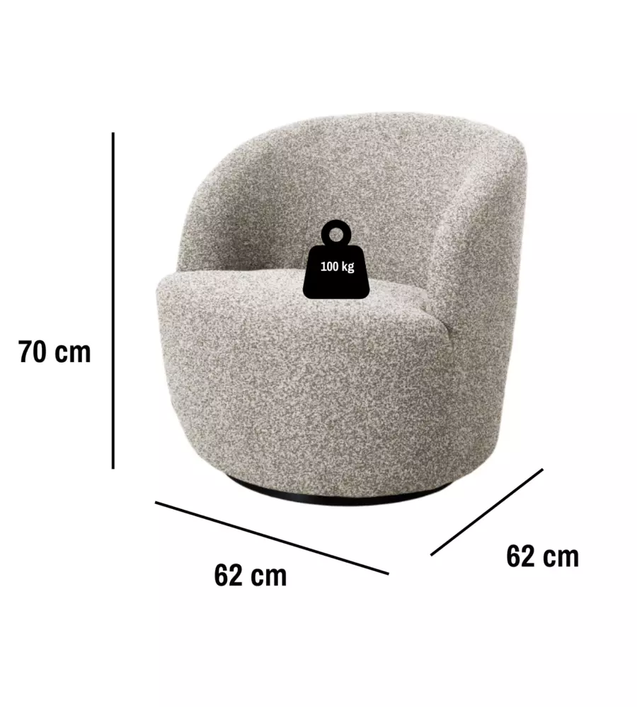 POLTRONA GIREVOLE BELLAHOME "AURA" SABBIA 65X77X69 CM