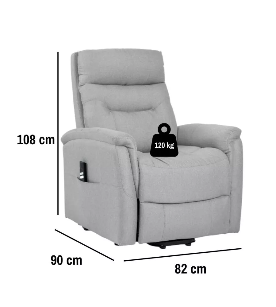 POLTRONA CON RECLINER E ALZATA ELETTRICO BELLAHOME "PRATO" GRIGIO 82X90X108 CM